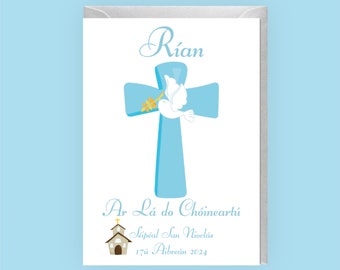 de confirmation pour garçons | Carte de langue irlandaise | carte de confirmation personnalisée souvenir | Carte de confirmation personnalisée