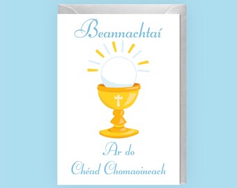 Boys Communion Card | Irish Communion Card | Irish Language | Gaeilge