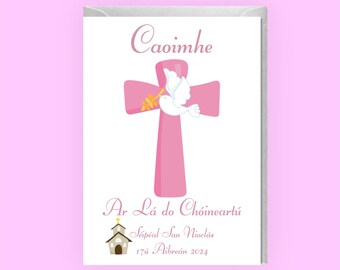 de confirmation pour filles | Carte de langue irlandaise | Souvenir de confirmation personnalisé | Carte de confirmation personnalisée