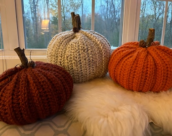 Citrouille en tricot, citrouille au crochet, décoration d'automne, citrouilles farcies, citrouille en tricot d'automne, décoration d'automne, décoration de Thanksgiving, citrouille aux couleurs de l'automne