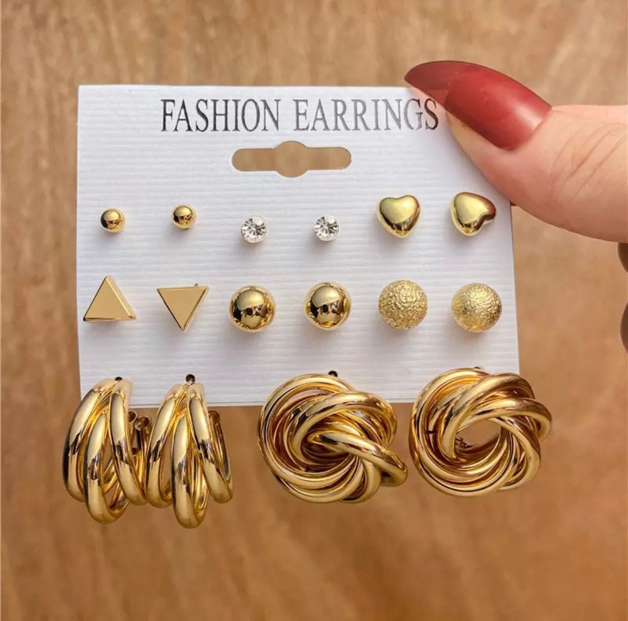 Gold Pearl Geometric Earring Sets Etsy UK