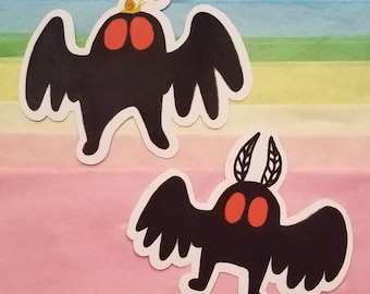 MOTHMAN Glossy Sticker // Cryptids, Spooky, Cute, Chibi Art, Baby Criptid, Friendship