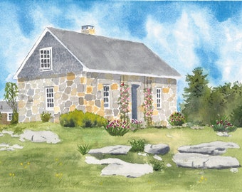 Giclee Print, The Parsonage, Watercolor Print Archival Print, Star Island