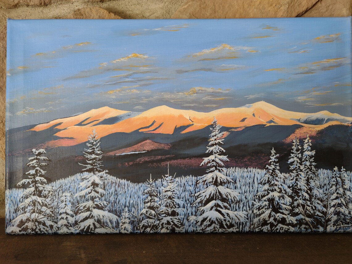 Acrylic Painting Print White Mountains NH Painting Winter Etsy