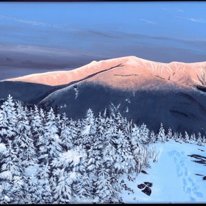 Giclee Print, Franconia Ridge, White Mountains NH, Acrylic Landscape Painting, Mount Lafayette, Snow Scene, Cabin Decor,