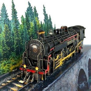 Steam Train Pop-Up Father&#39;s Day Card, 3D Vintage Steam Train Birthday Card, Handmade Train Greeting Card, Ideal Gift for Dad