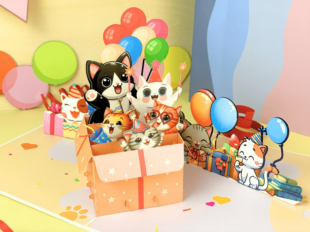 Kitten / Cat "happy Birthday" Card (6" X 4") With Envelope - Blank Inside For Your Own Message. Perfect For Any Cat Lover