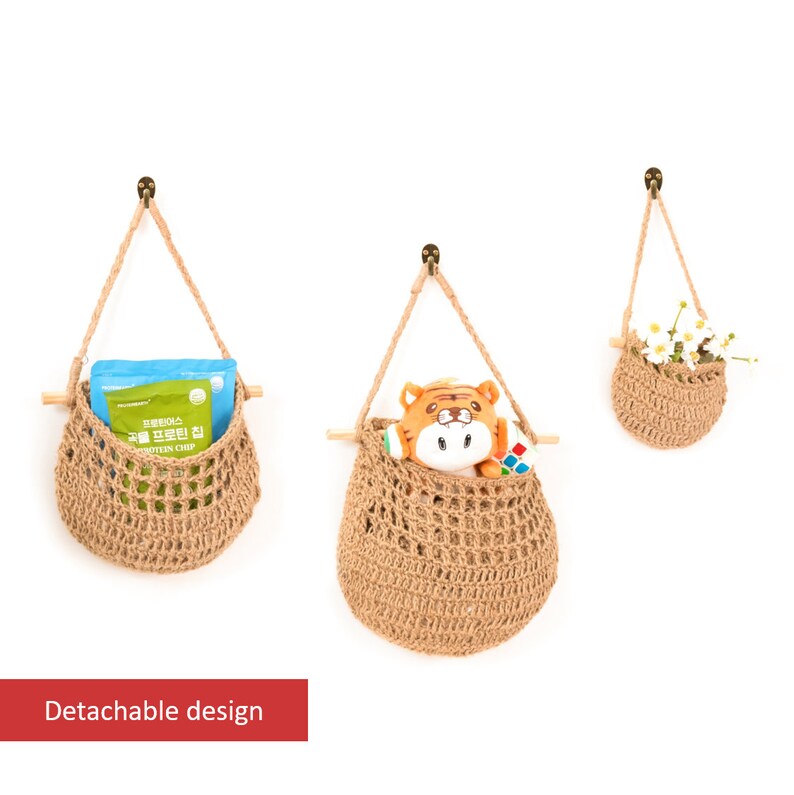 Hanging Fruit Basket, 3 Tier Woven Jute Wall Hanging Baskets for Organizing, Hanging Produce Basket for Fruit & Vegetable Storage image 4