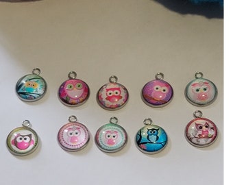 Set 'My Pink Owls' of 10 / Rings / Stitch markers for knitting