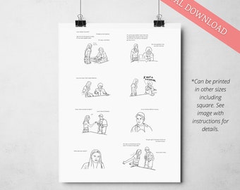 Clueless Movie Illustration, Printable Digital Download Wall Art with Quote: "Lucy, you know I don't speak Mexican!"