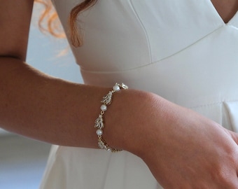 Lilienarmband | Perlen-Hochzeits-Brautarmband, Hochzeit, Anlass, Geburtstag, elegantes, lässiges Armband und Schmuck