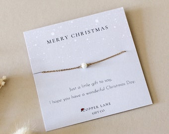 Perlenkette | Halskette | Danke | Layering Halskette | Minimalistischer Schmuck | Weihnachtskarte Geschenk | Weihnachtlicher Gutswunsch