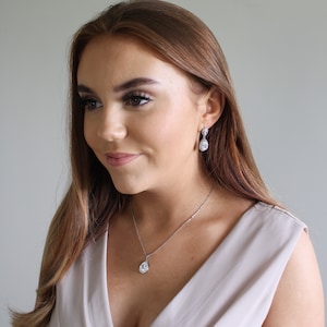 PIPPA Bridal Earrings Cubic Zirconia Tear Drop Wedding Earrings Bridesmaids Gift Crystal Jewellery Formal Evening Wear image 5