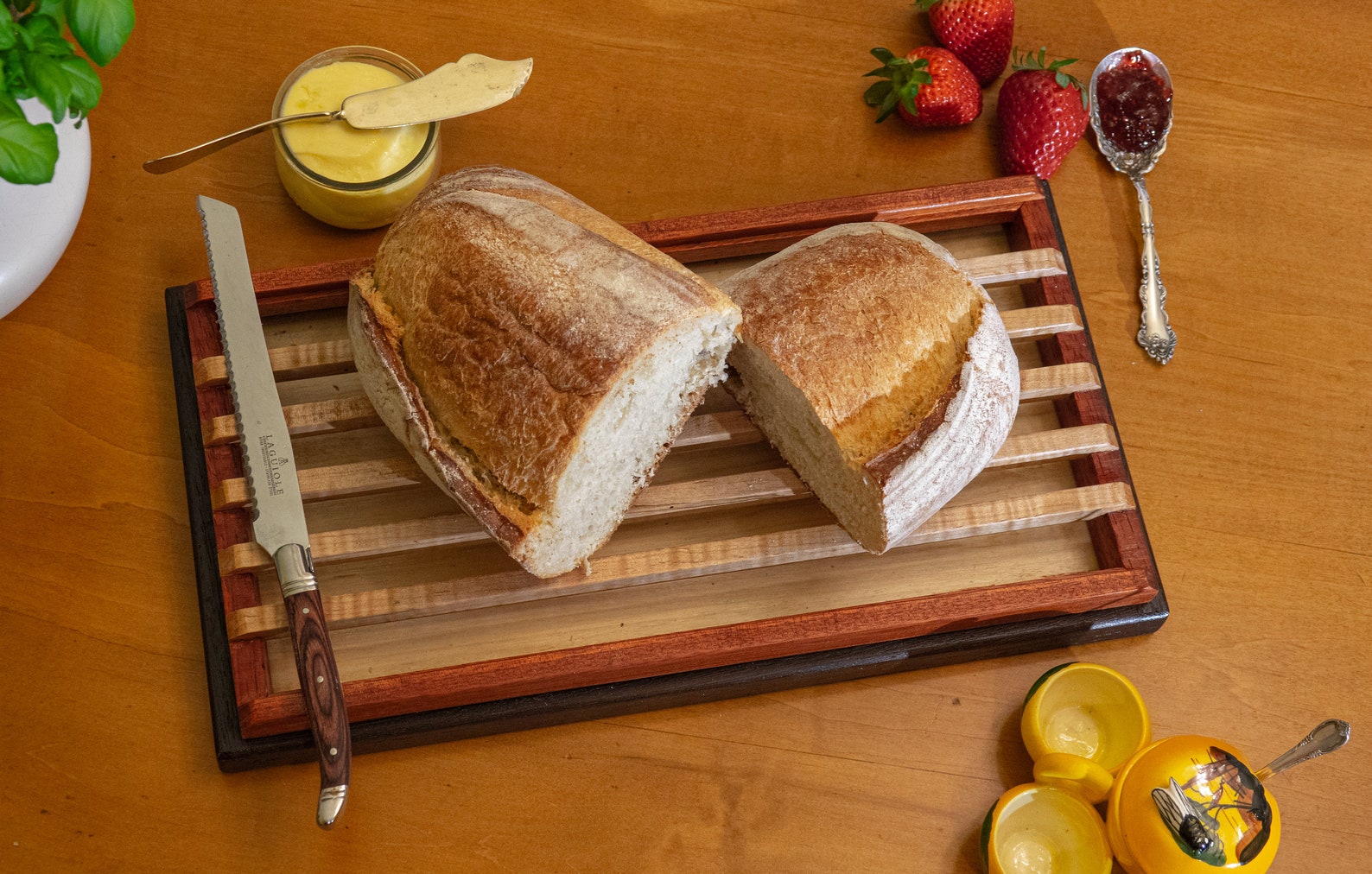 Bread Cutting Board With Crumb Catcher Tray Etsy