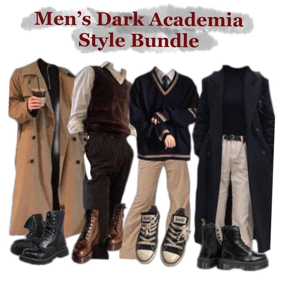 dark academia look casual men
