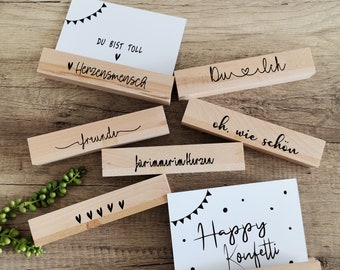 Holz Karten Ständer Geschenk klötzchen deko Geschenk personalisiert Hochzeit Geburtstag kindergarten hebamme Geschenk