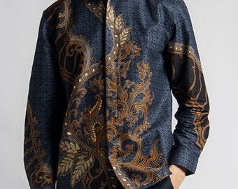 Chemise batik homme Richie, chemise ethnique batik, chemise élégante pour homme, cadeau pour lui, tenue de festival Batik Saroong