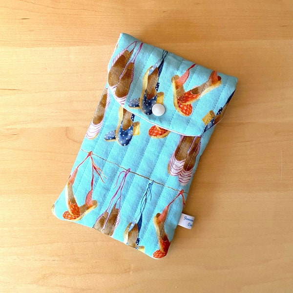 Etui téléphone iPhone Samsung tissu plage vacances housse pochette smartphone cordon bandoulière cadeau femme Fête des Mères anniversaire
