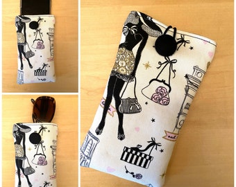 Glasses case IPhone Samsung phone case Paris Eiffel tower romantic fabric phone pouch Mother's Day woman girlfriend birthday gift