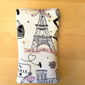 Glasses case iPhone Samsung phone case Paris Eiffel tower romantic fabric phone pouch Mother's Day woman girlfriend birthday gift image 9