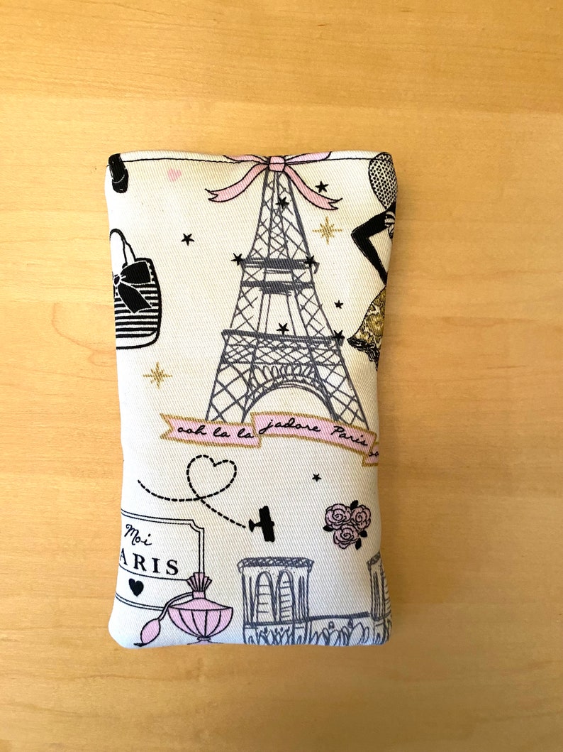 Glasses case iPhone Samsung phone case Paris Eiffel tower romantic fabric phone pouch Mother's Day woman girlfriend birthday gift image 9