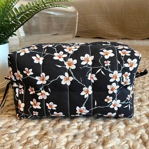 Quilted toiletry bag waterproof toothbrush case soap pouch japanese cherry blossoms fabric washbag woman Mothers's Day birthday gift image 2