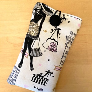 Glasses case iPhone Samsung phone case Paris Eiffel tower romantic fabric phone pouch Mother's Day woman girlfriend birthday gift image 2