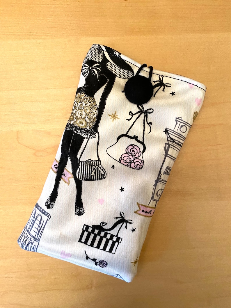 Glasses case iPhone Samsung phone case Paris Eiffel tower romantic fabric phone pouch Mother's Day woman girlfriend birthday gift image 2