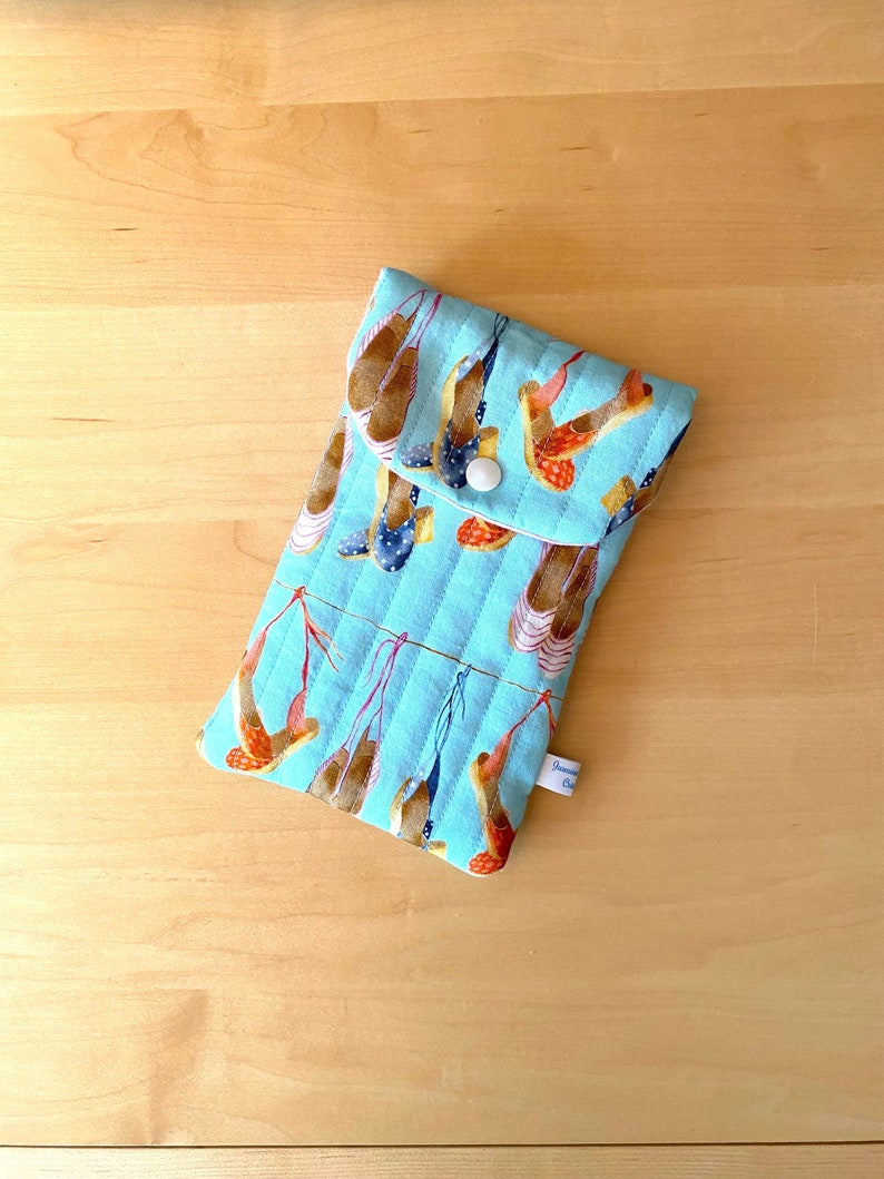 Etui téléphone iPhone Samsung tissu plage vacances housse pochette smartphone cordon bandoulière cadeau femme Fête des Mères anniversaire image 1