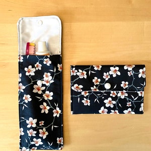 Quilted toiletry bag waterproof toothbrush case soap pouch japanese cherry blossoms fabric washbag woman Mothers's Day birthday gift image 3