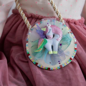 Bolso de mano infantil de unicornio de colores, conjunto de unicornio para fiesta, accesorios de arcoíris