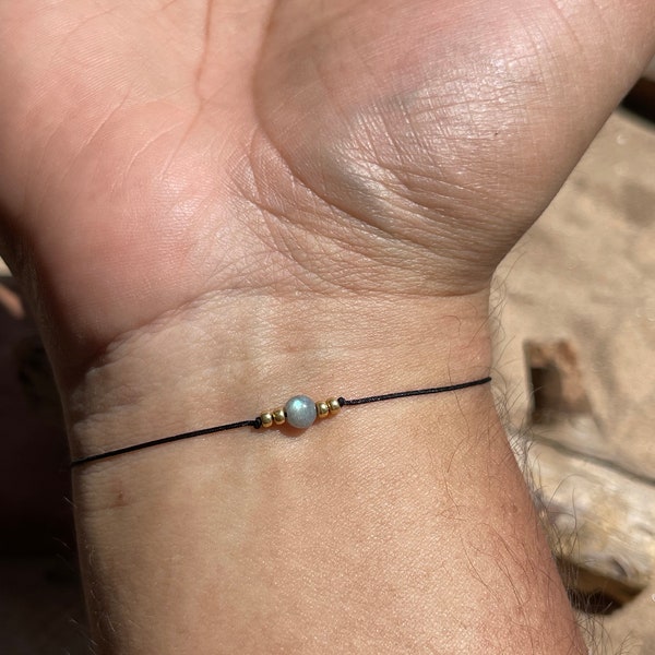 Labradorite Minimalist Bracelet, Transformation, Throat and Third Eye Chakra Crystal, Astrology Horoscope Jewelry Mens Birthday Gift Unisex