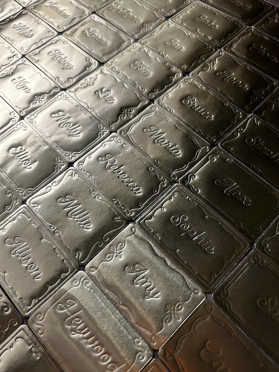 Handmade embossed gold foil place cards | wedding decor