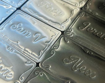 Handmade embossed foil place cards
