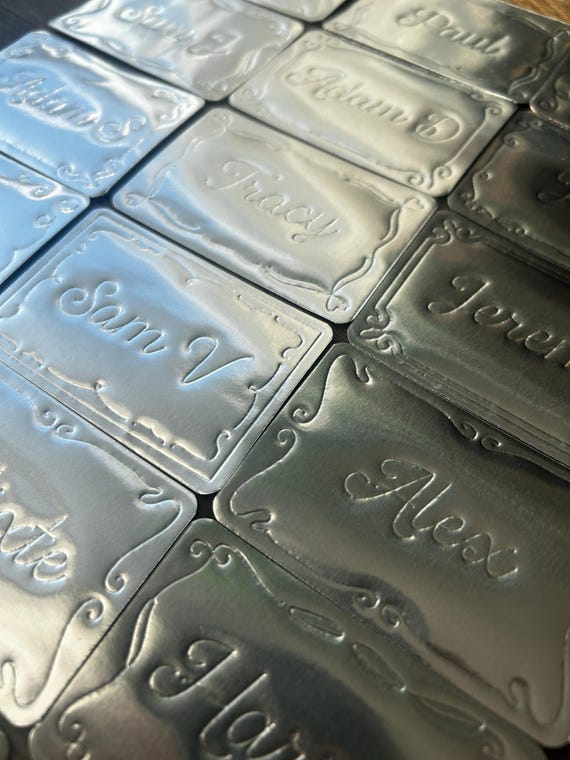 Handmade embossed foil place cards