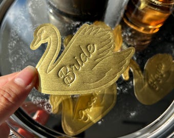 Handmade Embossed Foil Swan Place Cards | Metallic Wedding Seating Decor | Vintage Table Decor