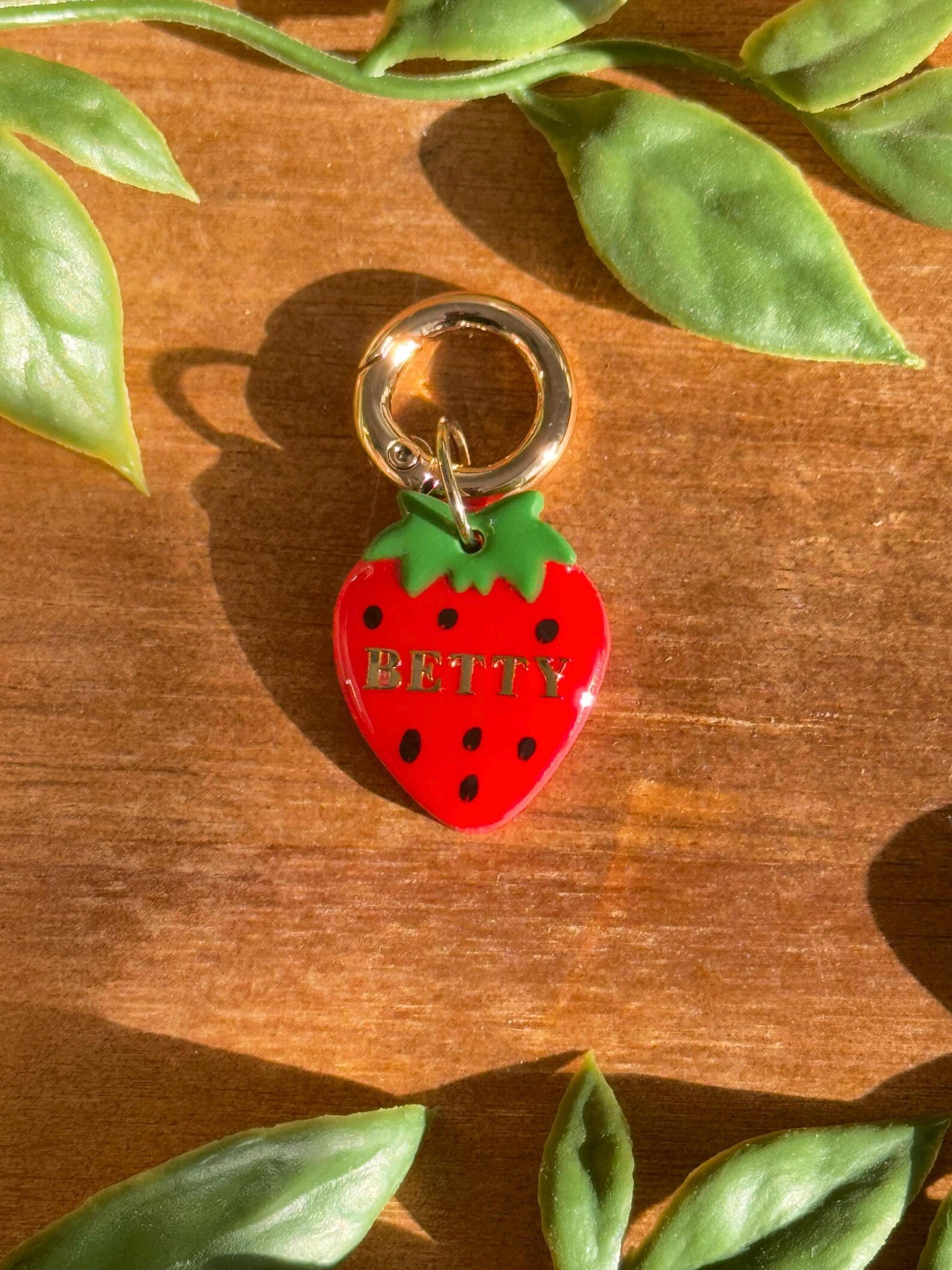 Raspberry Dog Tag Strawberry Shaped Name Tags for Pets, Polymer Clay Tag, Silent ID Tag ...