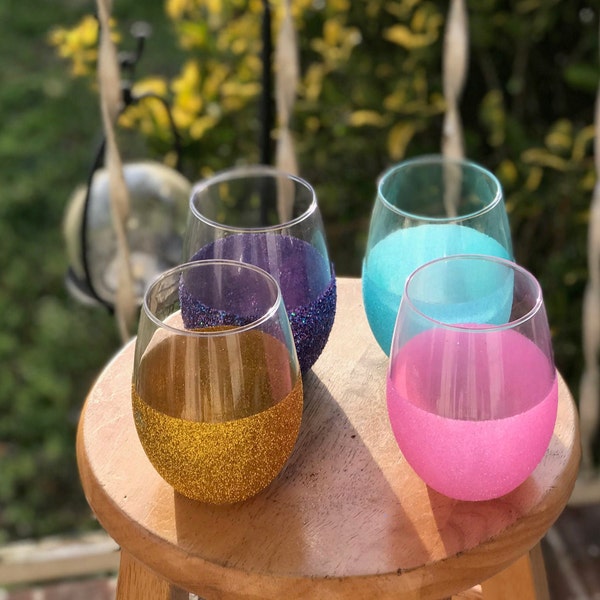 Glitter Stemless Wine Glasses