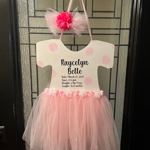 Baby girl onesie door hanger, Hospital door, Baby shower or Nursery decoration, Baby stat announcement, It's a Girl, Birth Announcement