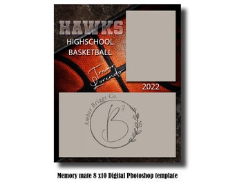 8x10 Memory Mate Digital Photoshop Template - Basketball / Sports PSD Photoshop Template - Digital File Only