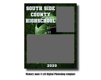 8x10 Memory Mate digitale Photoshop-sjabloon - voetbal / sport PSD Photoshop-sjabloon - alleen digitaal bestand
