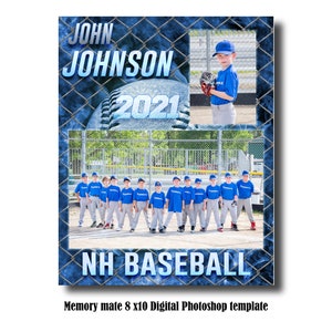 8x10 Memory Mate Digital Photoshop Template - Baseball / Sports PSD Photoshop Template - Tylko plik cyfrowy
