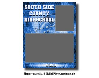 Plantilla de Photoshop Digital Memory Mate 8x10 - Plantilla de Photoshop PSD de Softbol / Deportes - Solo archivo digital