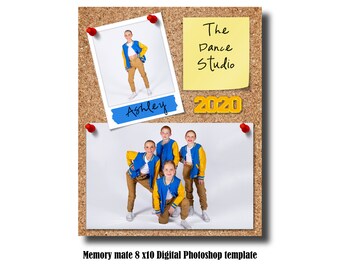 Plantilla de Photoshop digital Memory Mate 8x10 - Plantilla de Photoshop PSD de danza / deportes - Solo archivo digital