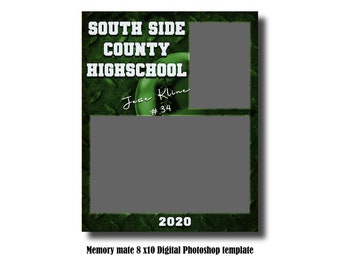 Plantilla de Photoshop digital Memory Mate 8x10 - Plantilla de Photoshop PSD de béisbol o softbol / deportes - Solo archivo digital
