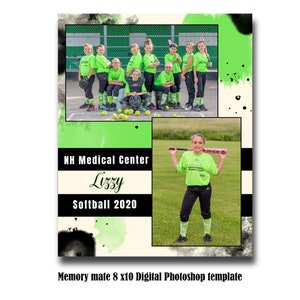 8x10 Memory Mate Digital Photoshop Template - Any Sport PSD Photoshop Template - Digital File Only