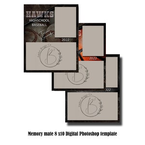 3 Sport Bundle 8x10 Memory Mate Digital Photoshop Template - Baseball, Basketball, Football PSD Photoshop Template - Digital File Only