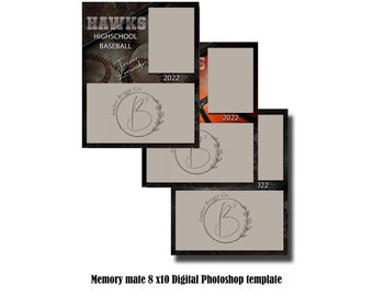 3 Sport Bundle 8x10 Memory Mate Digitale Photoshop Vorlage - Baseball, Basketball, Fußball PSD Photoshop Vorlage - nur digitale Datei