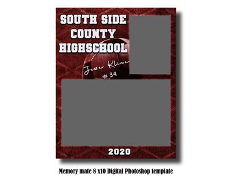 8 x 10 Memory Mate digitale Photoshop-sjabloon - voetbal / sport PSD Photoshop-sjabloon - alleen digitaal bestand
