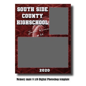 8x10 Memory Mate Digital Photoshop Template - Softball or Baseball  / Sports PSD Photoshop Template - Digital File Only